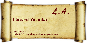 Lénárd Aranka névjegykártya